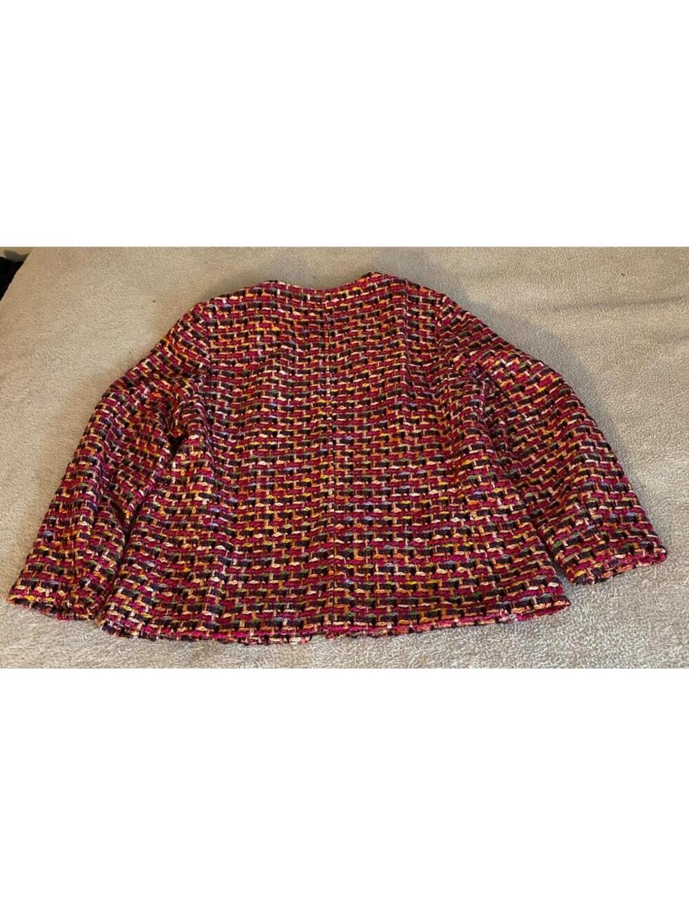 Chico's Chunky Woven Fabric Colorful Tweed Jacket Lined Zip Women's 12/14 L Boho - Picture 10 of 15
